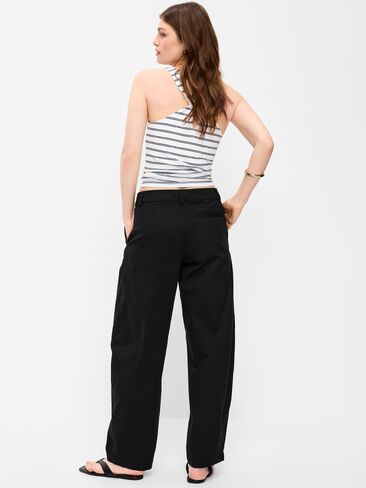 Old Navy Mid-Rise Twill Barrel-Leg Pants - Black Jack in Saudi Arabia