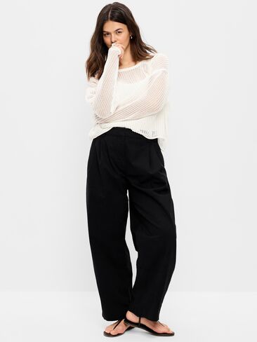 Old Navy Mid-Rise Twill Barrel-Leg Pants - Black Jack in Saudi Arabia