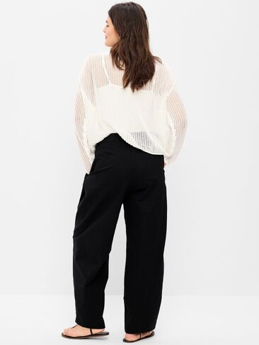 Old Navy Mid-Rise Twill Barrel-Leg Pants - Black Jack in Saudi Arabia