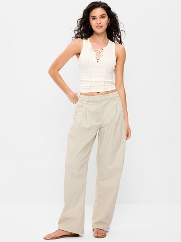 Old Navy Mid-Rise Twill Barrel-Leg Pants - A Shore Thing in Saudi Arabia