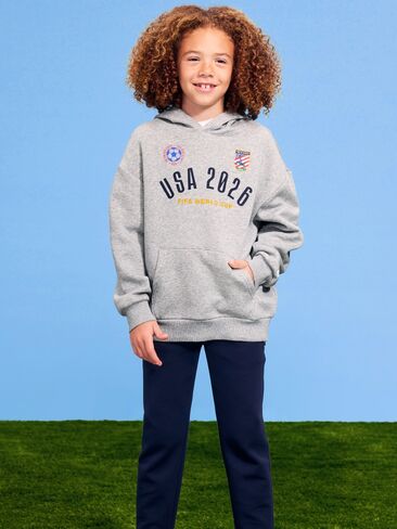 Old Navy FIFA World Cup 26™ USA Oversized Pullover Hoodie for Boys - Heather Gray in Saudi Arabia