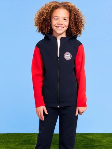 سترة بغطاء للرأس بسحاب كامل من الصوف الديناميكي الأمريكي من Old Navy للأولاد - باللون الأزرق الداكن in Saudi Arabia