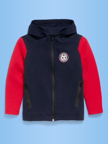 سترة بغطاء للرأس بسحاب كامل من الصوف الديناميكي الأمريكي من Old Navy للأولاد - باللون الأزرق الداكن in Saudi Arabia