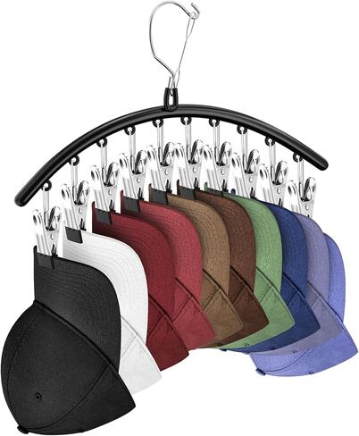 3 Pack Hat Hangers for Closet Display, Metal Hat Organizer for Baseball Caps with 30 Clips, Hats Rack Holder for Closet, Hats Storage for Baseball Caps Beanie Accessories Men Women, Black in Saudi Arabia