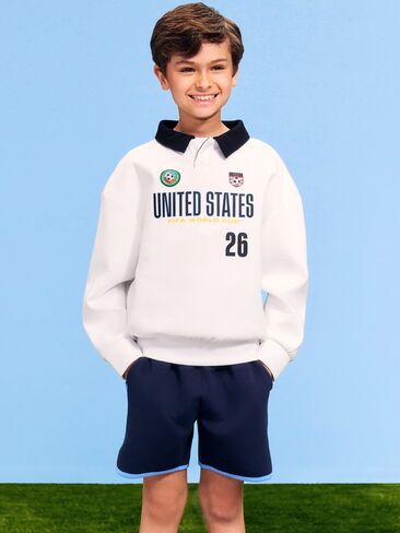 Old Navy FIFA World Cup 26™ USA Dynamic Fleece Collared Graphic Sweatshirt for Kids - USA in Saudi Arabia
