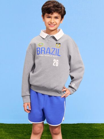 سويت شيرت بطبعة جرافيك بياقة صوف ديناميكي للأطفال في كأس العالم FIFA 26™ البرازيل من Old Navy - البرازيل in Saudi Arabia