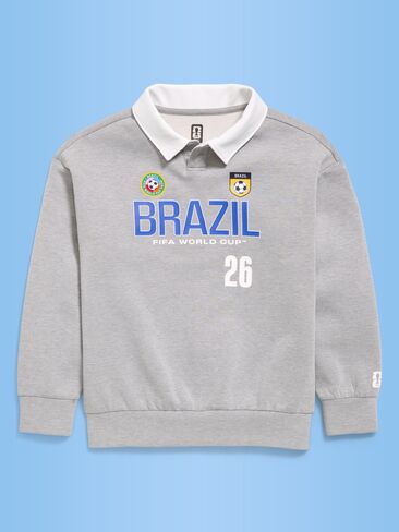 سويت شيرت بطبعة جرافيك بياقة صوف ديناميكي للأطفال في كأس العالم FIFA 26™ البرازيل من Old Navy - البرازيل in Saudi Arabia