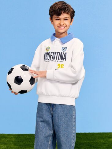 Old Navy FIFA World Cup 26™ Argentina Dynamic Fleece Collared Graphic Sweatshirt for Kids - ARGENTINA in Saudi Arabia