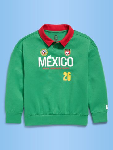 Old Navy FIFA World Cup 26™ Mexico Dynamic Fleece Collared Graphic Sweatshirt for Kids - Mexico in Saudi Arabia
