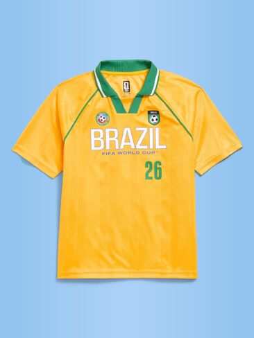 تيشيرت جيرسي بياقة بنمط حياة البرازيل لكأس العالم FIFA 26™ من Old Navy للأطفال - البرازيل in Kuwait