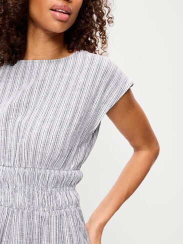 Old Navy Smocked-Bodice Fit & Flare Mini Dress - Blue Multi Stripe in Saudi Arabia