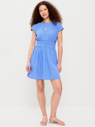 Old Navy Smocked-Bodice Fit & Flare Mini Dress - Cloisonne in Saudi Arabia