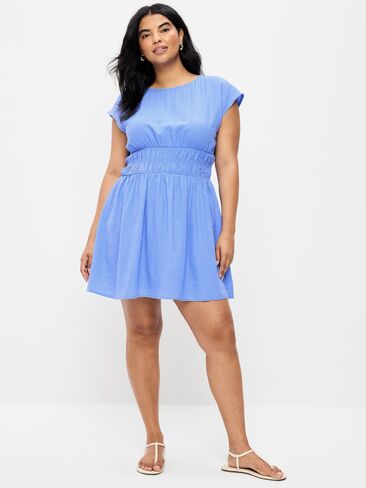 Old Navy Smocked-Bodice Fit & Flare Mini Dress - Cloisonne in Saudi Arabia