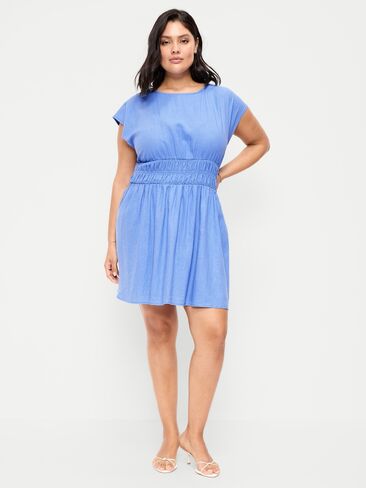 Old Navy Smocked-Bodice Fit & Flare Mini Dress - Cloisonne in Saudi Arabia