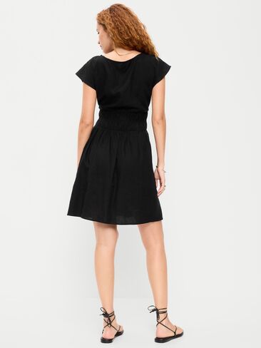 Old Navy Smocked-Bodice Fit & Flare Mini Dress - Black Jack in Saudi Arabia