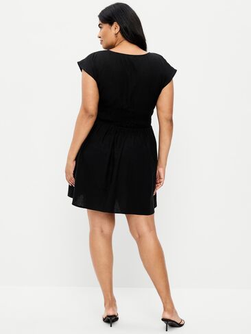 Old Navy Smocked-Bodice Fit & Flare Mini Dress - Black Jack in Saudi Arabia