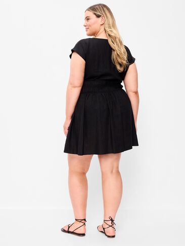 Old Navy Smocked-Bodice Fit & Flare Mini Dress - Black Jack in Saudi Arabia