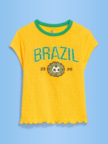Old Navy FIFA World Cup 26™ Brazil Smocked Graphic T-Shirt for Women - Brazil in Saudi Arabia