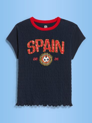 Old Navy FIFA World Cup 26™ Spain Smocked Graphic T-Shirt for Women - Spain in Saudi Arabia