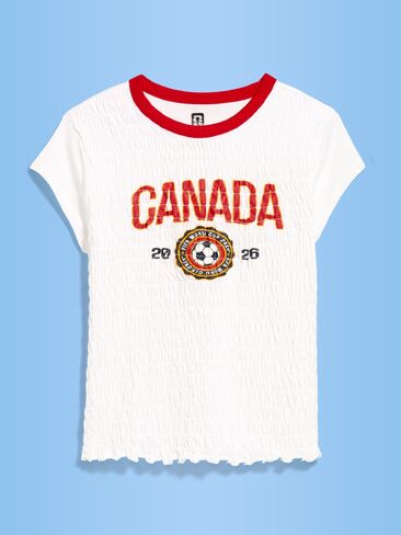 Old Navy FIFA World Cup 26™ Canada Smocked Graphic T-Shirt for Women - Canada in Saudi Arabia