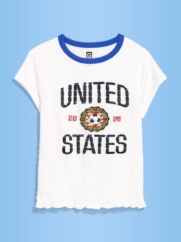 تي شيرت برسومات مطبوعة من Old Navy كأس العالم FIFA 26™ USA Smocked للنساء - الولايات المتحدة الأمريكية in Saudi Arabia