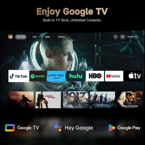 [1100 ANSI & Google TV] جهاز عرض Wanbo X5 Pro 4K مزود بواي فاي وبلوتوث، جهاز عرض أفلام منزلي خارجي، تركيز تلقائي وحجر مفاتيح، ضوضاء منخفضة 26 ديسيبل، أصلي 1080 بكسل، جهاز عرض ذكي مع Netflix وGoogle Play in Saudi Arabia