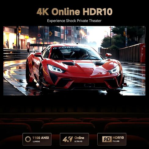 [1100 ANSI & Google TV] جهاز عرض Wanbo X5 Pro 4K مزود بواي فاي وبلوتوث، جهاز عرض أفلام منزلي خارجي، تركيز تلقائي وحجر مفاتيح، ضوضاء منخفضة 26 ديسيبل، أصلي 1080 بكسل، جهاز عرض ذكي مع Netflix وGoogle Play in Saudi Arabia