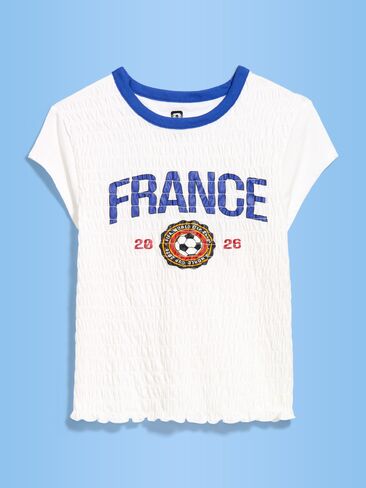 Old Navy FIFA World Cup 26™ France Smocked Graphic T-Shirt for Women - France in Saudi Arabia