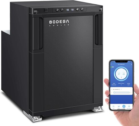 BODEGA [ثلاجة مطورة 12 فولت، التحكم في تطبيق ثلاجة RV، ثلاجة وفريزر RV سعة 45 لترًا (1.6 قدم مكعب)، مبرد كهربائي مع قفل، (-4 ℉ -46 ℉) ثلاجة بفريزر 12/24 فولت تيار مستمر للشاحنة، RV، التخييم، السفر in Kuwait