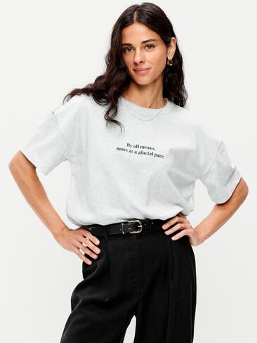 Old Navy Old Navy x The Devil Wears Prada Oversized T-Shirt for Adults - Light Gray Heather in Saudi Arabia
