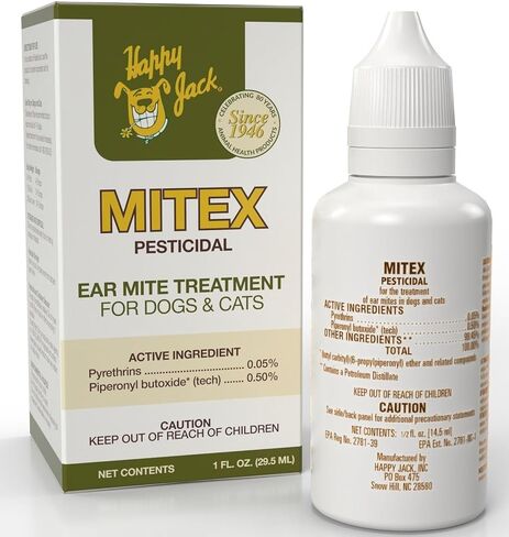 علاج عث الأذن هابي جاك ميتكس للقطط والكلاب، تخفيف حكة الأذن للكلاب، دواء عث الأذن للقطط، (1 أونصة) in Kuwait
