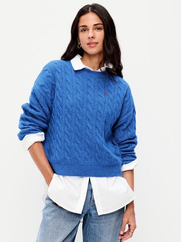 Old Navy Old Navy x The Devil Wears Prada SoSoft Cerulean Cable-Knit Sweater - Cerulean in Saudi Arabia