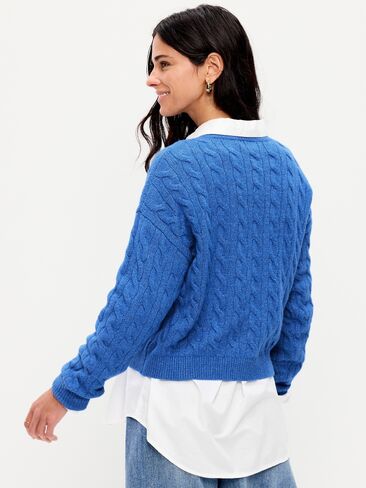 Old Navy Old Navy x The Devil Wears Prada SoSoft Cerulean Cable-Knit Sweater - Cerulean in Saudi Arabia