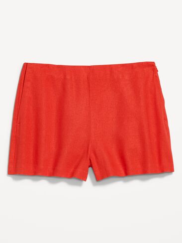 Old Navy شورت قصير من مزيج الكتان عالي الخصر - سمكة القمر البرتقالية in Saudi Arabia
