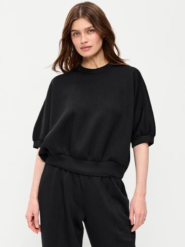 بلوزة Old Navy Bounce Fleece بأكمام طويلة - بلاك جاك in Kuwait