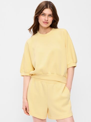 بلوزة Old Navy Bounce Fleece بأكمام طويلة - أصفر زبدة in Kuwait
