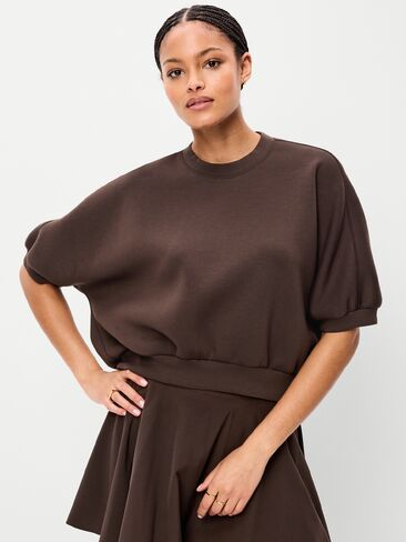 بلوزة Old Navy Bounce Fleece بأكمام طويلة - قهوة سوداء in Kuwait
