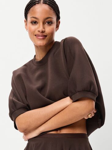 بلوزة Old Navy Bounce Fleece بأكمام طويلة - قهوة سوداء in Kuwait