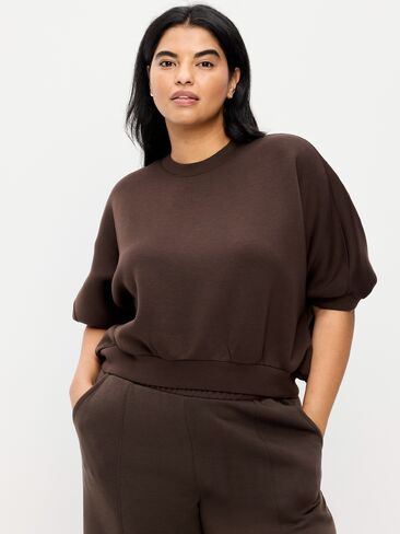 بلوزة Old Navy Bounce Fleece بأكمام طويلة - قهوة سوداء in Kuwait