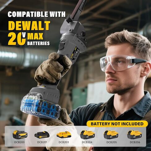 20V MAX Cordless Bandfile Sander Compatible with DeWalt 20V Battery, 6 Variable Speed, Rotate 170° Adjustable, Quick Belts Change, Power Tool Belt Sander for Woodworking, Paint, Metal Rust (Tool Only) in Saudi Arabia