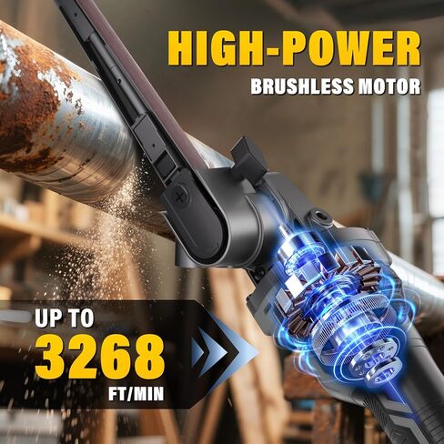 20V MAX Cordless Bandfile Sander Compatible with DeWalt 20V Battery, 6 Variable Speed, Rotate 170° Adjustable, Quick Belts Change, Power Tool Belt Sander for Woodworking, Paint, Metal Rust (Tool Only) in Saudi Arabia