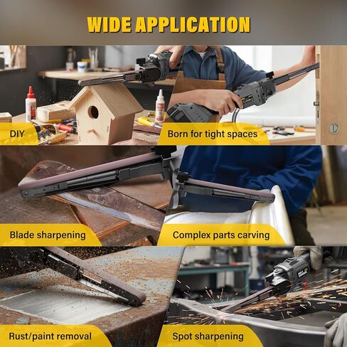 20V MAX Cordless Bandfile Sander Compatible with DeWalt 20V Battery, 6 Variable Speed, Rotate 170° Adjustable, Quick Belts Change, Power Tool Belt Sander for Woodworking, Paint, Metal Rust (Tool Only) in Saudi Arabia