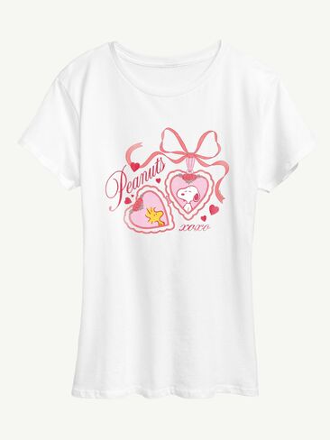 Old Navy Peanuts Snoopy Woodstock Heart Locket Short Sleeve Graphic T-Shirt - WHITE in Saudi Arabia