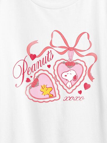 Old Navy Peanuts Snoopy Woodstock Heart Locket Short Sleeve Graphic T-Shirt - WHITE in Saudi Arabia
