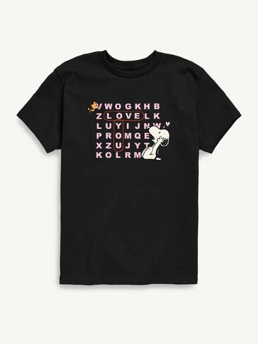 Old Navy Peanuts I Love You Snoopy Word Search Short Sleeve Graphic T-Shirt For Toddler - Black in Kuwait