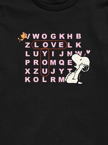 Old Navy Peanuts I Love You Snoopy Word Search Short Sleeve Graphic T-Shirt For Toddler - Black in Kuwait