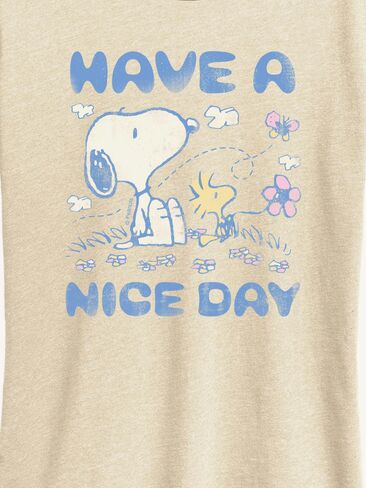 Old Navy Peanuts Snoopy And Woodstock Have A Nice Day Short Sleeve Graphic T-Shirt - Birch in Kuwait