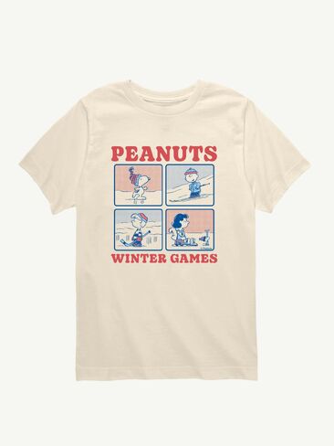 تي شيرت برسومات قصيرة الأكمام للأطفال الصغار من Old Navy Peanuts Winter Games - كريمي in Saudi Arabia