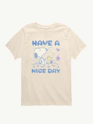 تي شيرت برسومات قصيرة الأكمام للأطفال الصغار من Old Navy Peanuts Snoopy and Woodstock Have A Nice Day - كريمي in Saudi Arabia