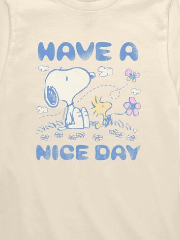 تي شيرت برسومات قصيرة الأكمام للأطفال الصغار من Old Navy Peanuts Snoopy and Woodstock Have A Nice Day - كريمي in Saudi Arabia